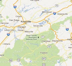 Map of Knox County, Tennessee
